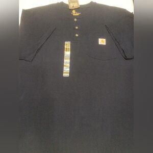 Carhartt Men's Dark Blue Work Tee With Buttons Men's Large